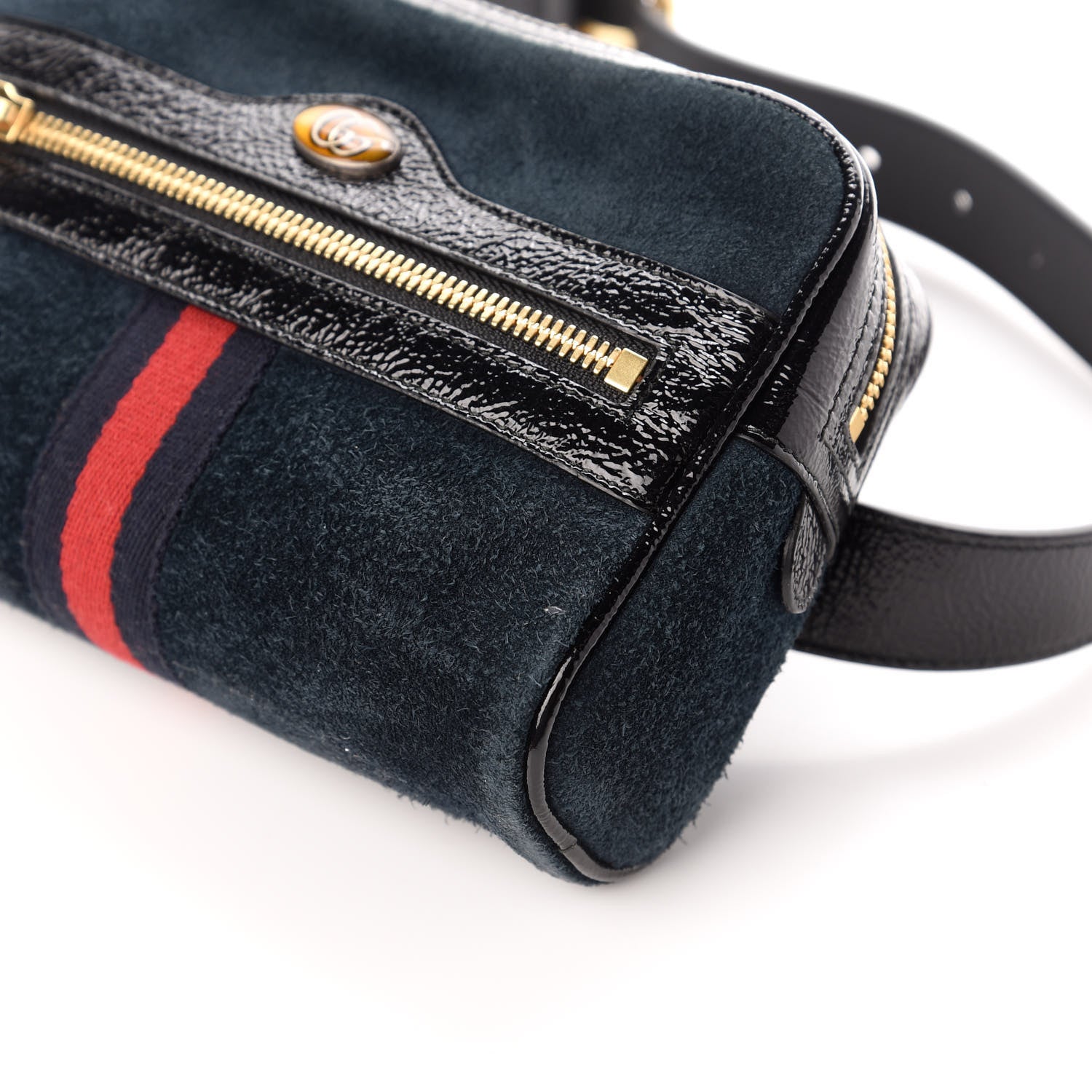 Gucci Suede Patent Small Ophidia Belt Bag 75 30 Blue Black 9 of 9