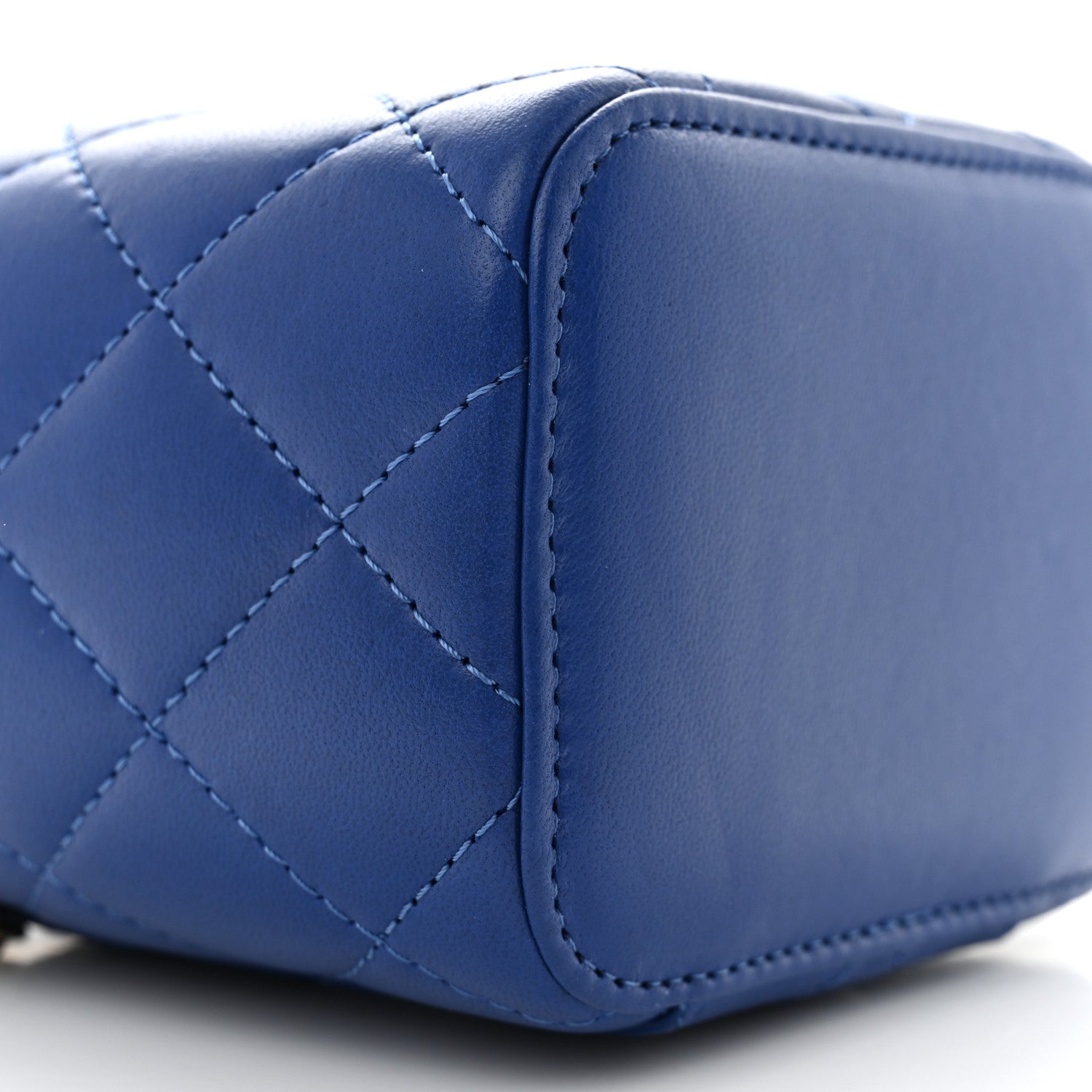 Chanel Lambskin Quilted Top Handle Mini Vanity Case With Chain Blue 9 of 11