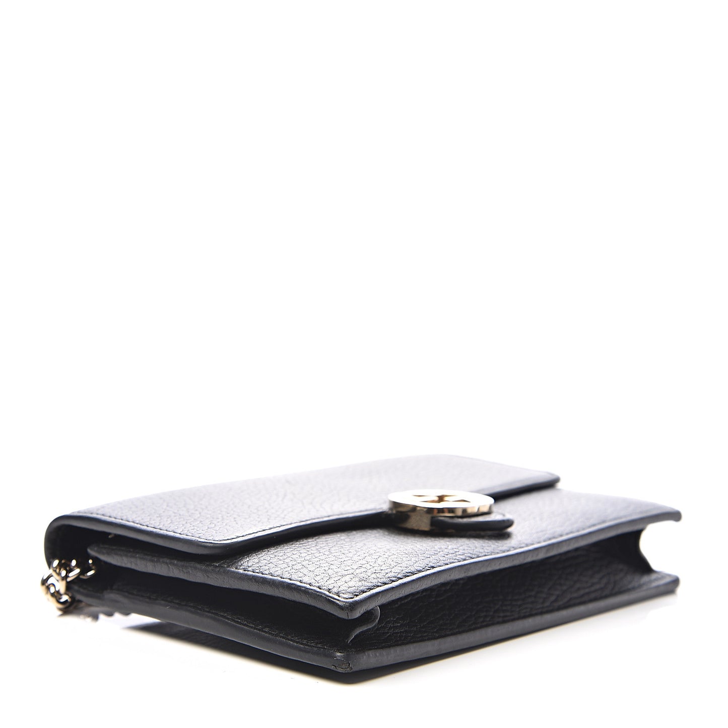Dollar Calfskin Interlocking G Chain Wallet Black