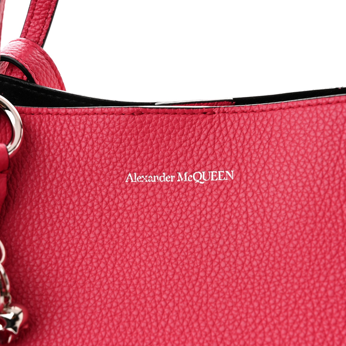 Grained Calfskin Skull Open Shopper Tote Pink