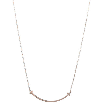 Tiffany 18K Rose Gold Small T Smile Pendant Necklace 1 of 6