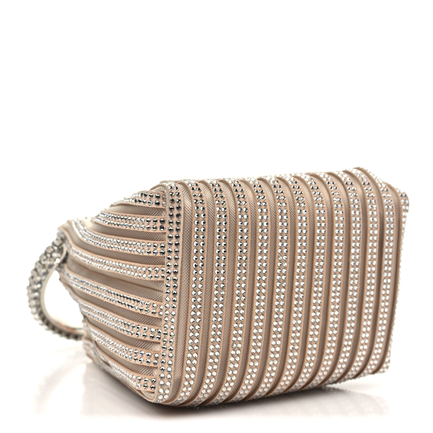 Jimmy Choo Suede Mesh Crystal Embellished Stripe Bon Bon Bucket Bag Macaron Mix 4 of 10