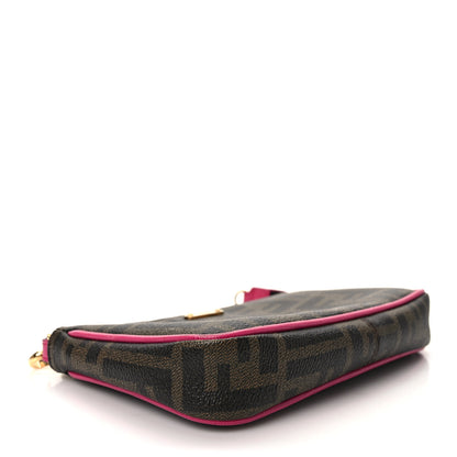 Fendi Zucca Spalmati Vitello Elite Pochette Tobacco Ciclamino 4 of 14