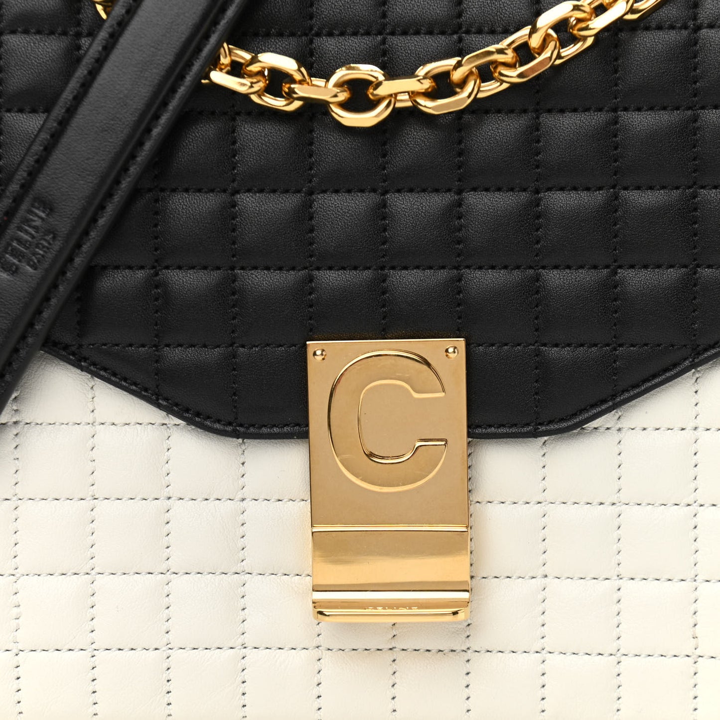 Calfskin Quilted Medium C Bag Black White