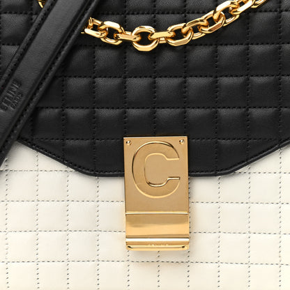 Celine Calfskin Quilted Medium C Bag Black White 8 of 12