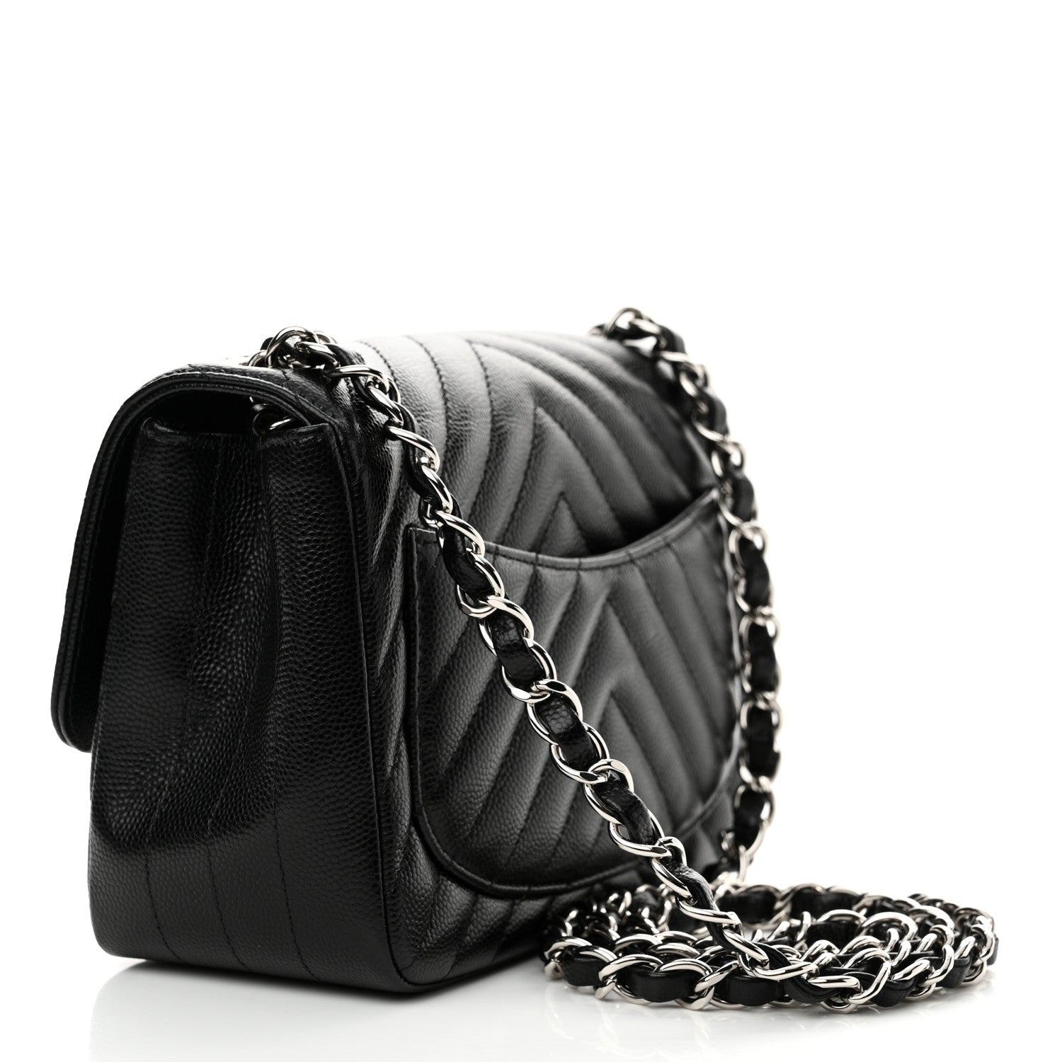 Chanel Caviar Chevron Quilted Mini Square Flap Black 2 of 11