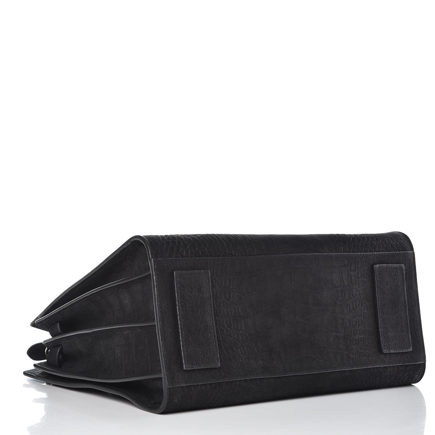 Crocodile Embossed Suede Small Supple Sac de Jour Black