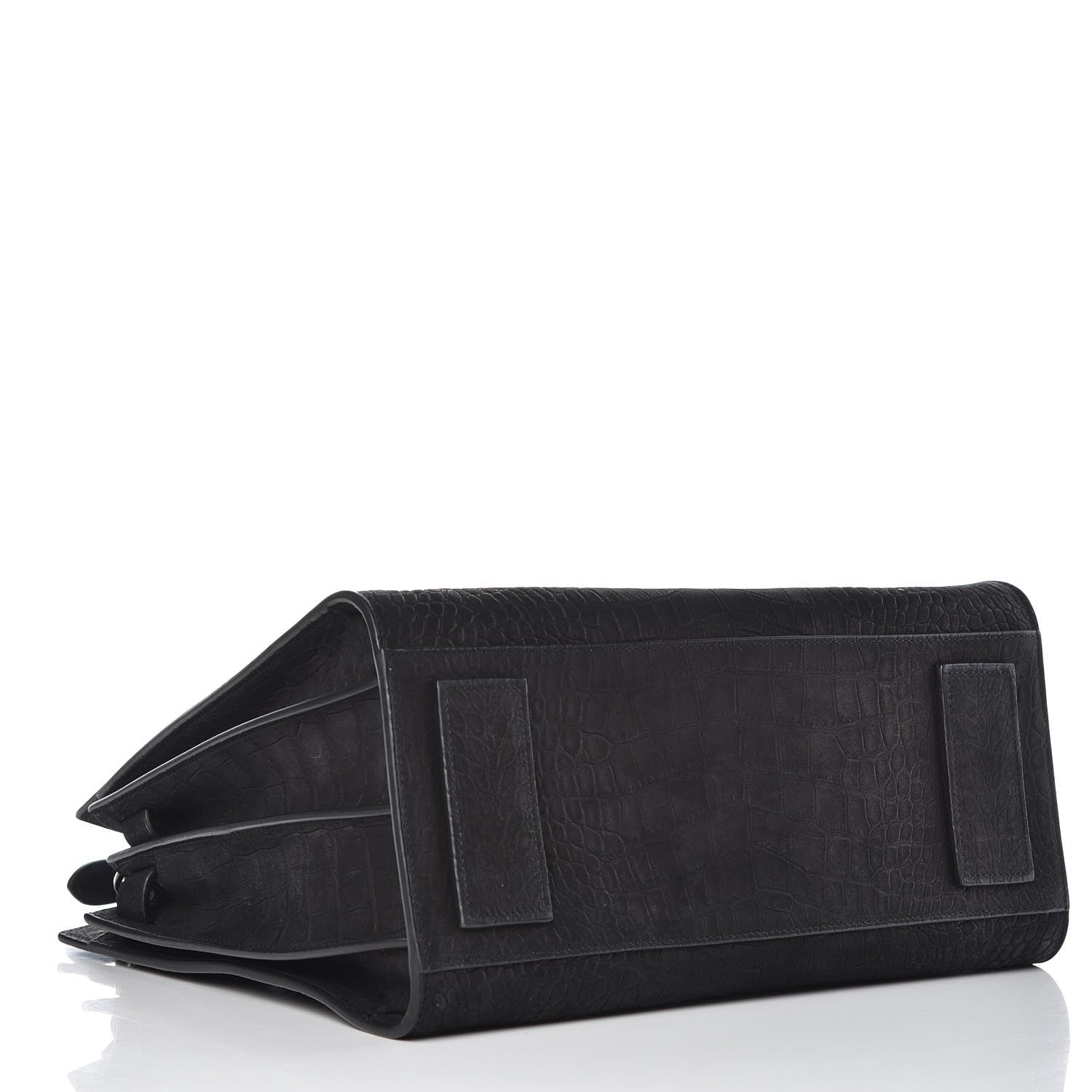 Saint Laurent Crocodile Embossed Suede Small Supple Sac de Jour Black 4 of 12