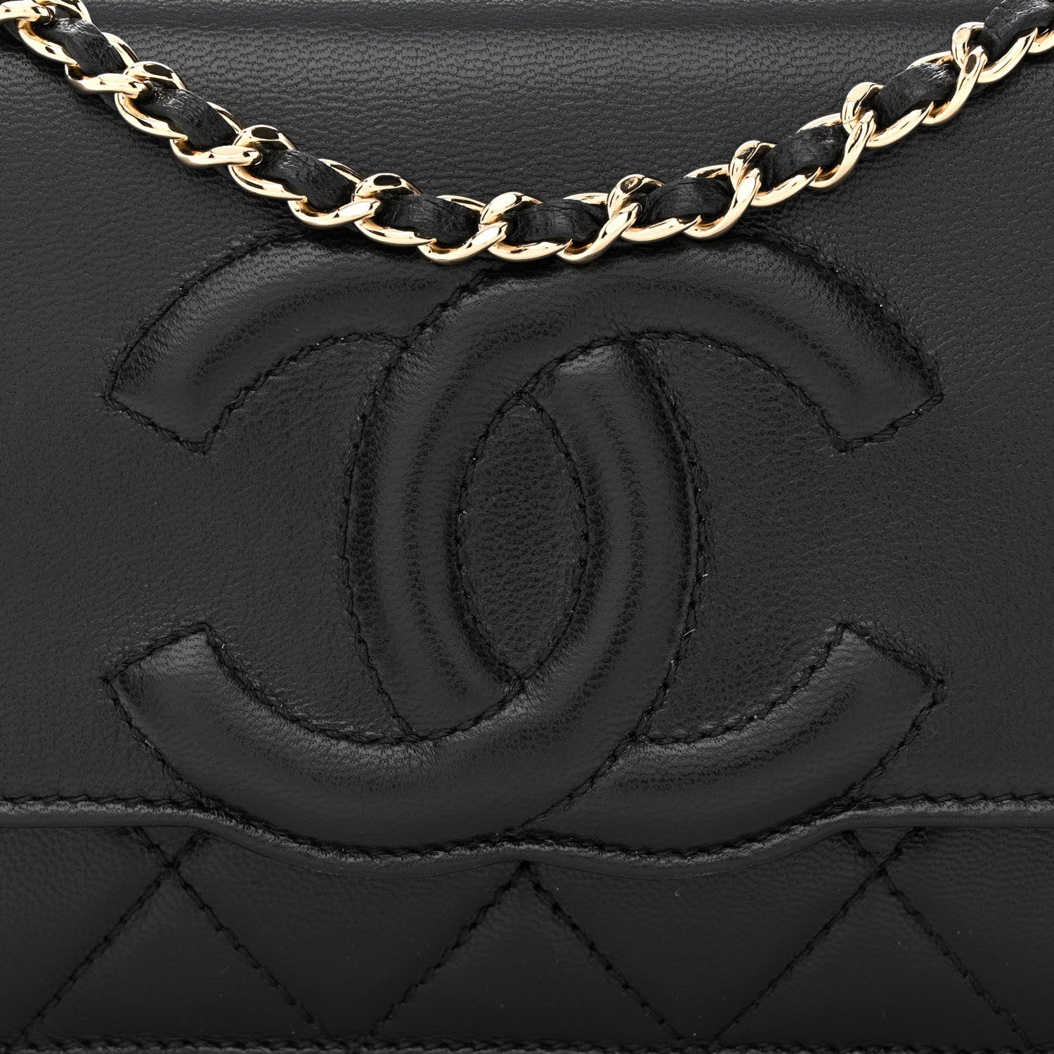 Chanel Goatskin Quilted Timeless CC Wallet On Chain WOC Black 9 of 13