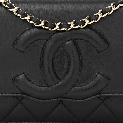 Chanel Goatskin Quilted Timeless CC Wallet On Chain WOC Black 9 of 13