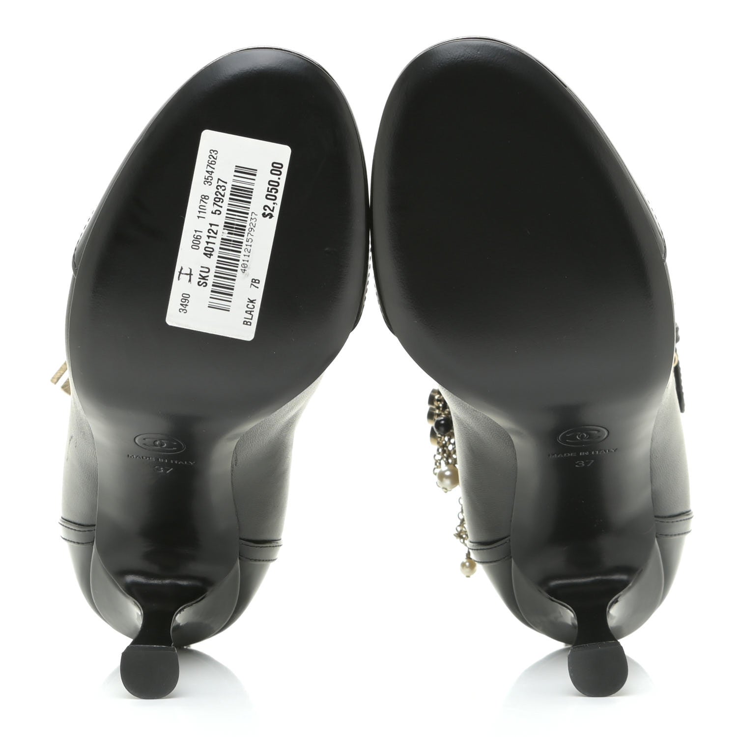 Chanel Lambskin Patent Calfskin Ankle Boots 37 Black 6 of 13