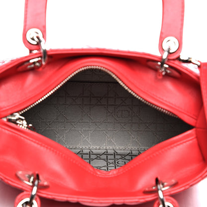 Christian Dior Lambskin Cannage Medium Lady Dior Red 6 of 12