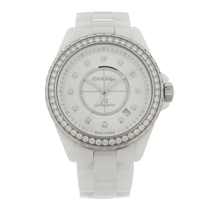 Chanel Stainless Steel Ceramic Diamond Pave Bezel 38mm J12 Automatic Watch White 1 of 5