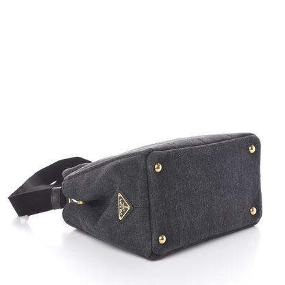 Prada Denim Small Logo Tote Black 4 of 9
