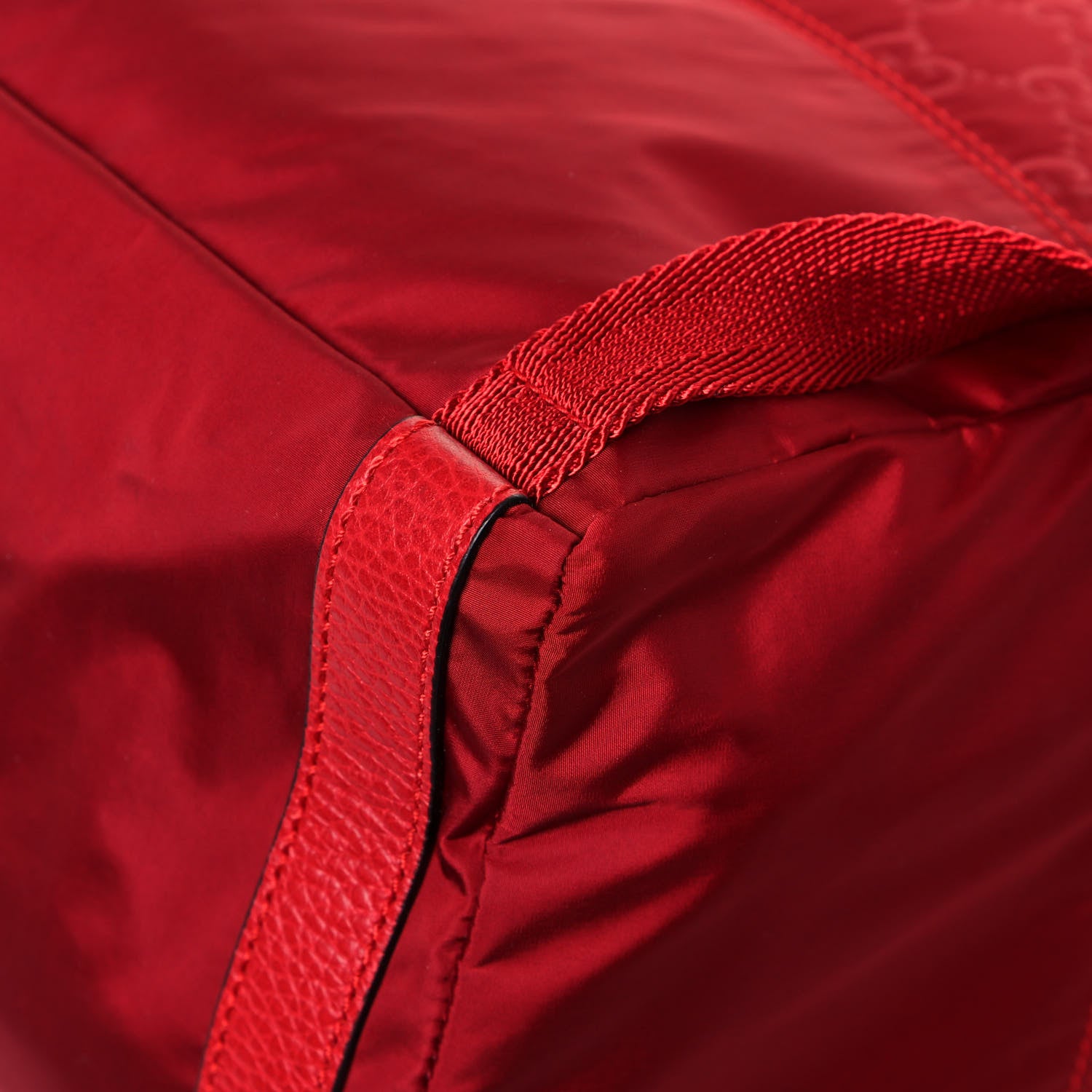 Gucci Nylon Monogram Dollar Calfskin Medium Light Double Buckle Backpack Vibrant Red 13 of 14