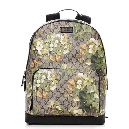 Gucci GG Supreme Monogram Blooms Medium Day Backpack Beige New Military Black 1 of 8