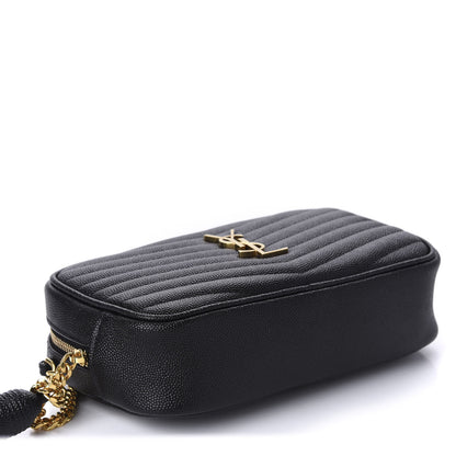 Saint Laurent Grain De Poudre Matelasse Monogram Mini Lou Camera Bag Black 4 of 11
