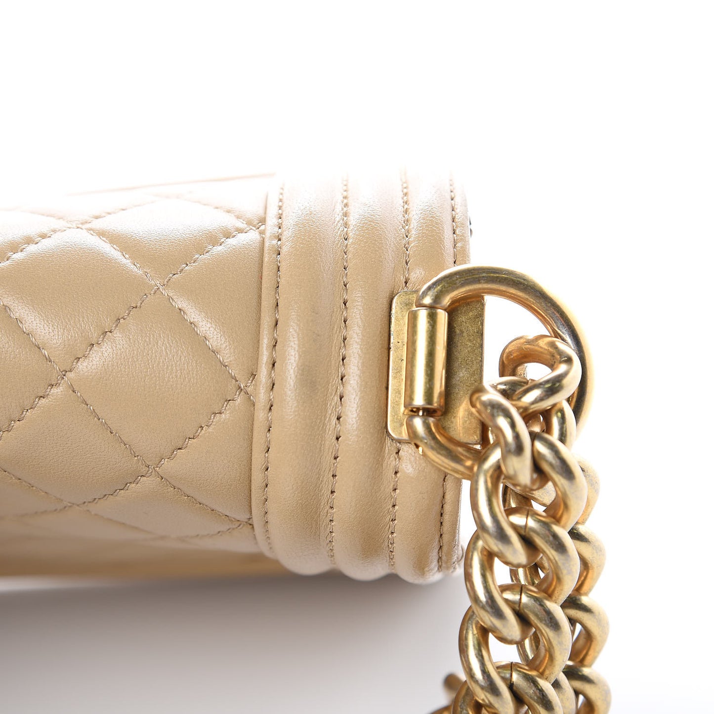 Lambskin Quilted Medium Boy Flap Light Beige