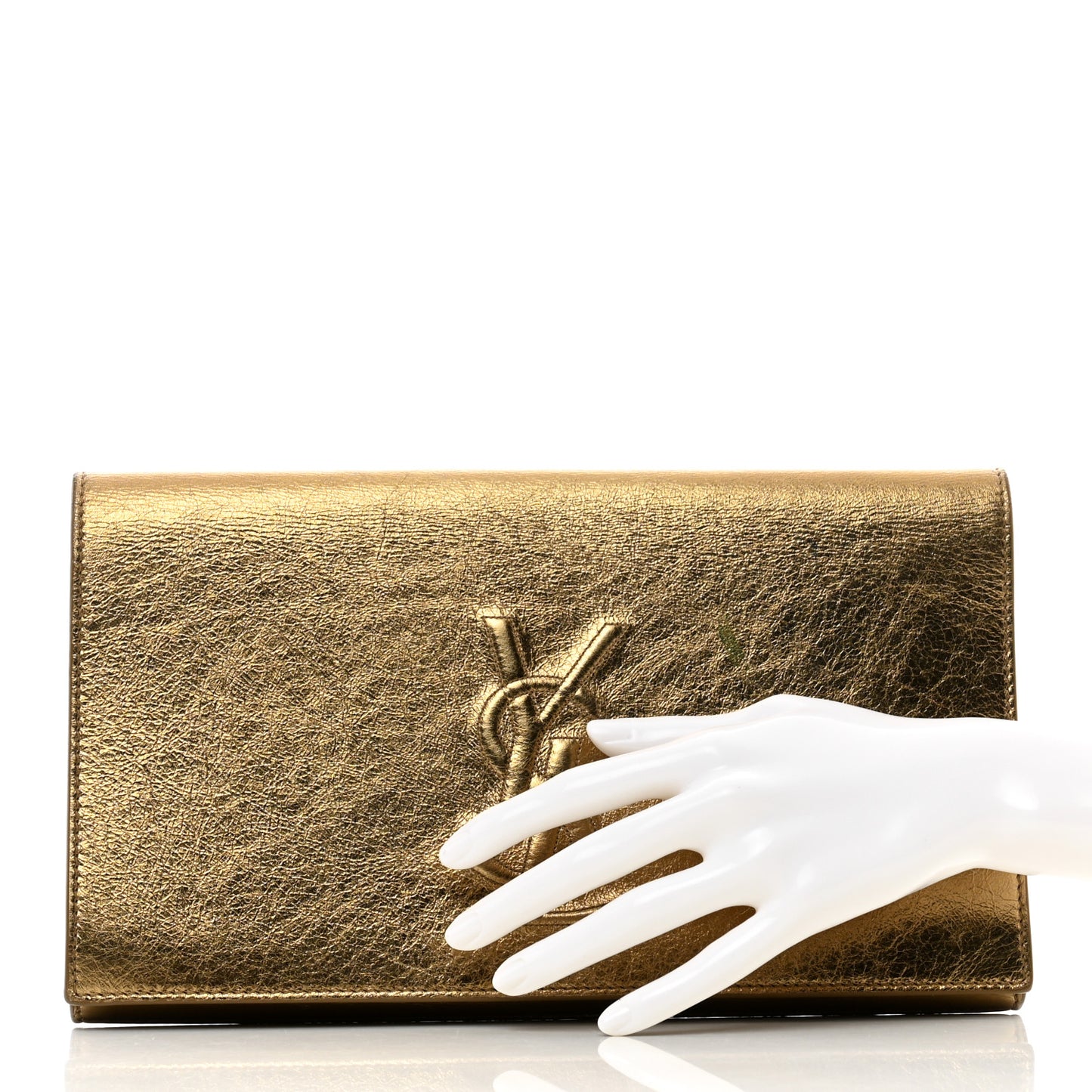 Metallic Calfskin Monogram Large Belle De Jour Clutch Gold