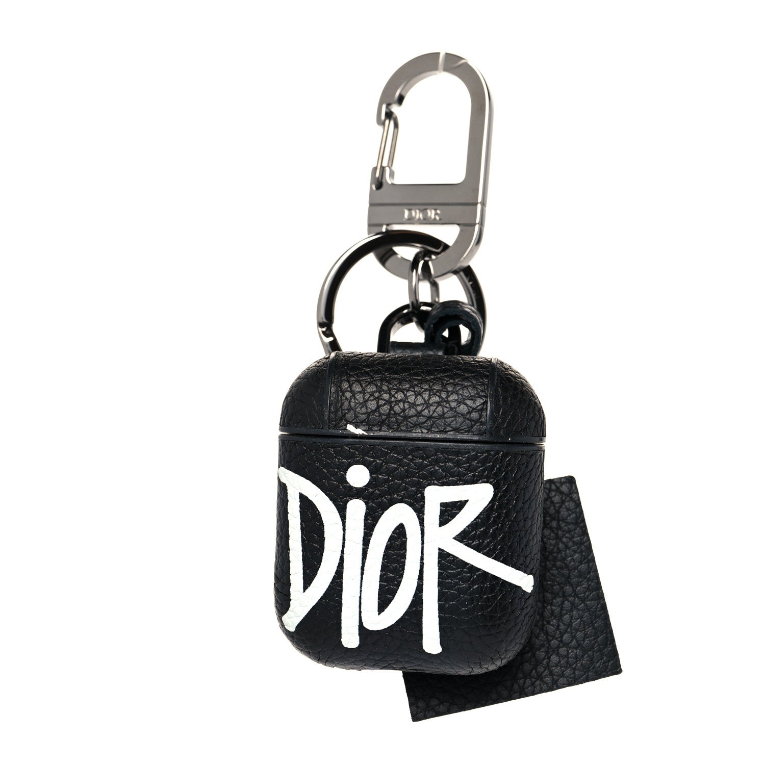 Christian Dior X SHAWN STUSSY Grained Calfskin Airpods Case Black 1 of 5