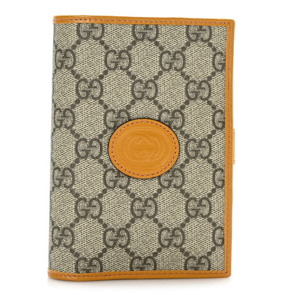 Gucci GG Supreme Monogram Textured Calfskin Retro Interlocking G Passport Case Beige Yellow 1 of 6