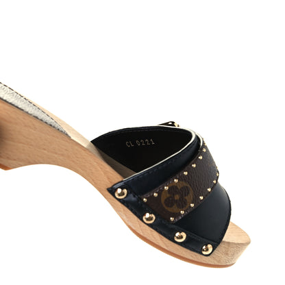 Louis Vuitton Calfskin Monogram Cottage Mules 37 Black 10 of 11