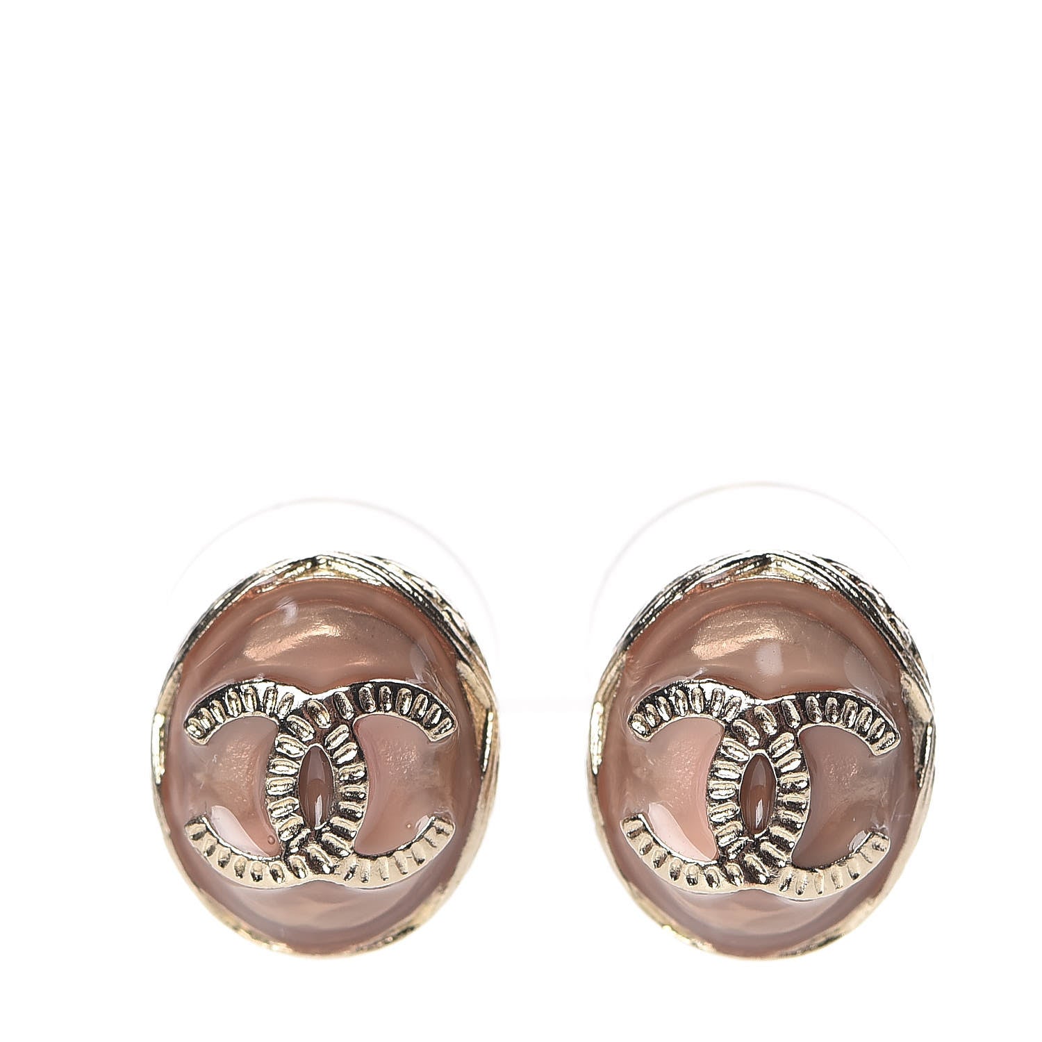 Chanel Enamel CC Earrings Pink Gold 1 of 5