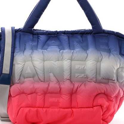 Chanel Nylon Embossed Large Doudoune Bowling Bag Pink Blue White 7 of 10