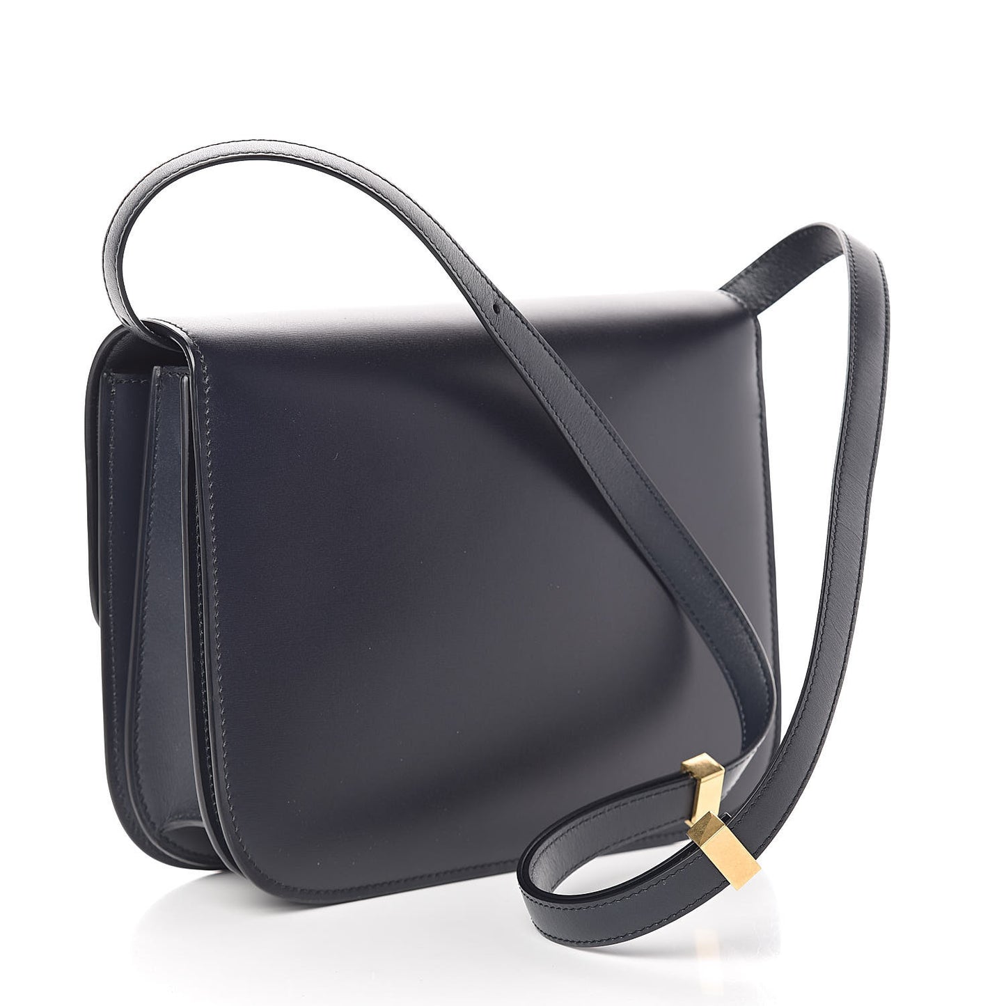 Box Calfskin Medium Classic Box Flap Bag Navy Blue