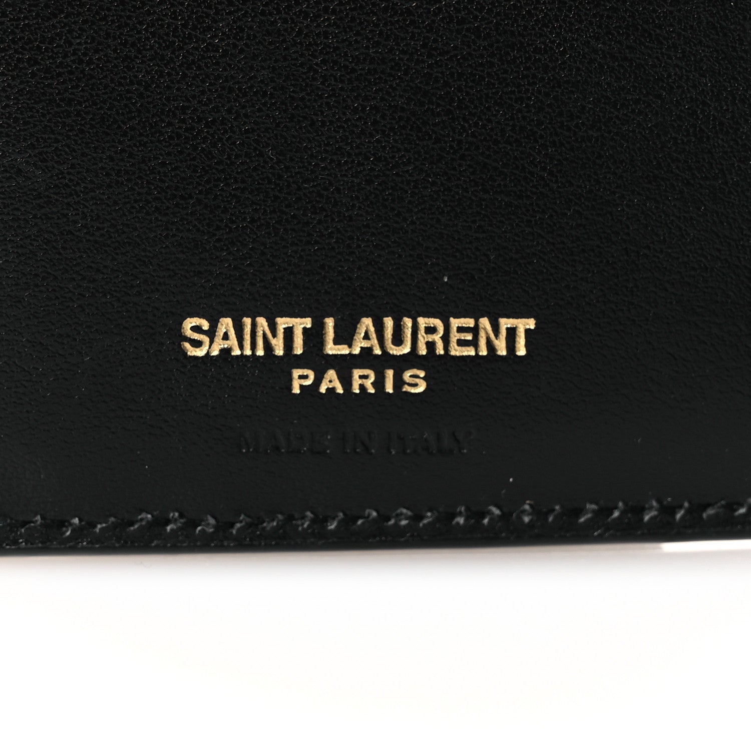 Saint Laurent Shiny Calfskin Crocodile Embossed Monogram Uptown Compact Wallet Black 6 of 10