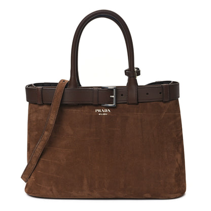 Prada Scamosciato Large Buckle Bag With Belt Cacao 1 of 9
