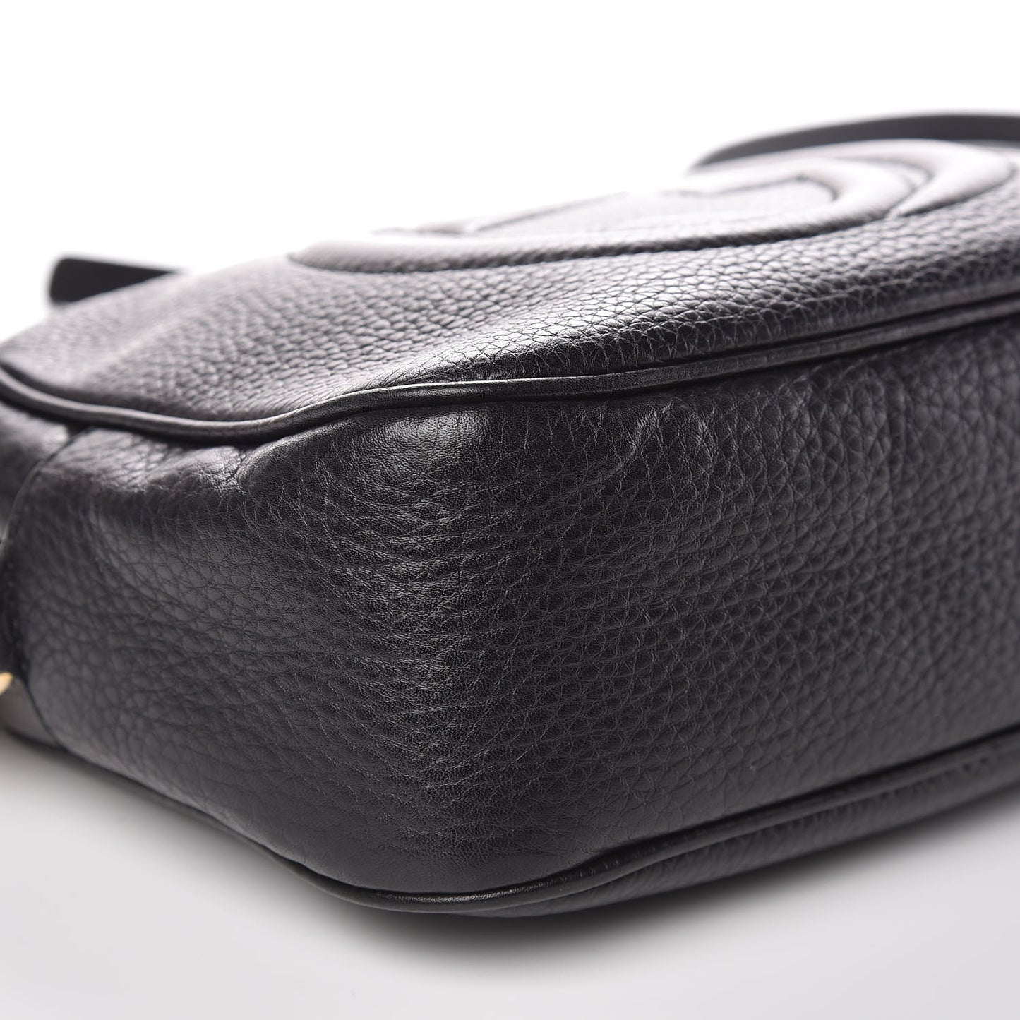 Pebbled Calfskin Small Soho Disco Bag Black