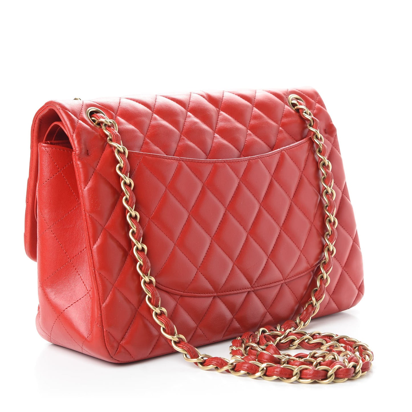 Lambskin Quilted Jumbo Double Flap Red