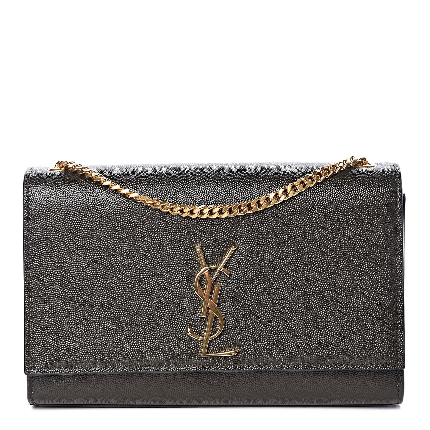 Grain De Poudre Medium Classic Monogram Kate Satchel Dark Tea
