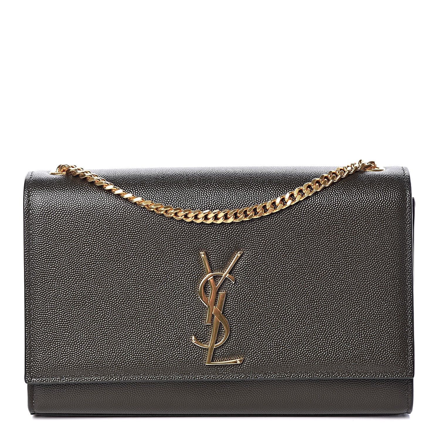 Saint Laurent Grain De Poudre Medium Classic Monogram Kate Satchel Dark Tea 1 of 8