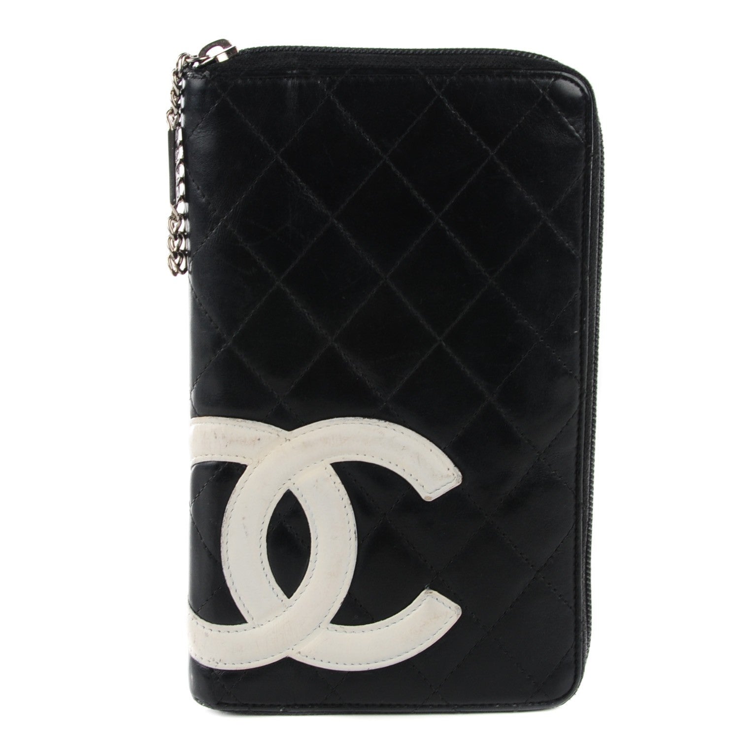 Chanel Calfskin Cambon Zip Around Organizer Wallet Black White 1 of 8