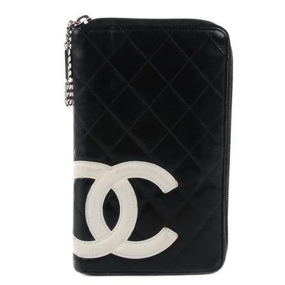 Chanel Calfskin Cambon Zip Around Organizer Wallet Black White 1 of 8