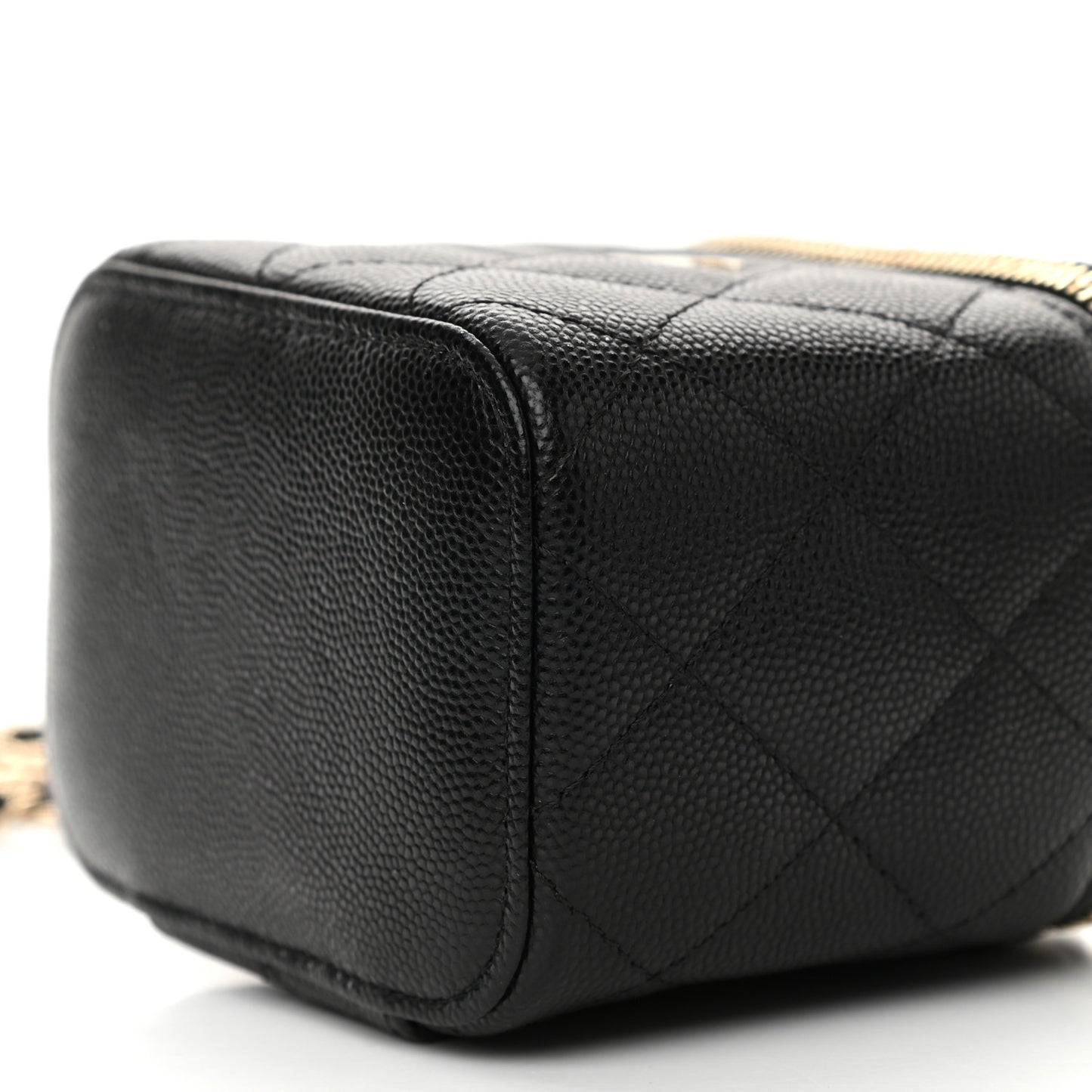 Caviar Quilted Mini Vanity Case With Chain Black
