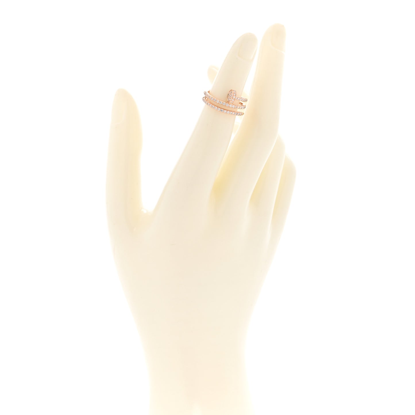 18K Pink Gold Diamond Double Juste Un Clou Paved Ring 49 4.75