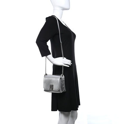 Jimmy Choo Metallic Calfskin Lockett Petite Shoulder Bag Silver 2 of 10