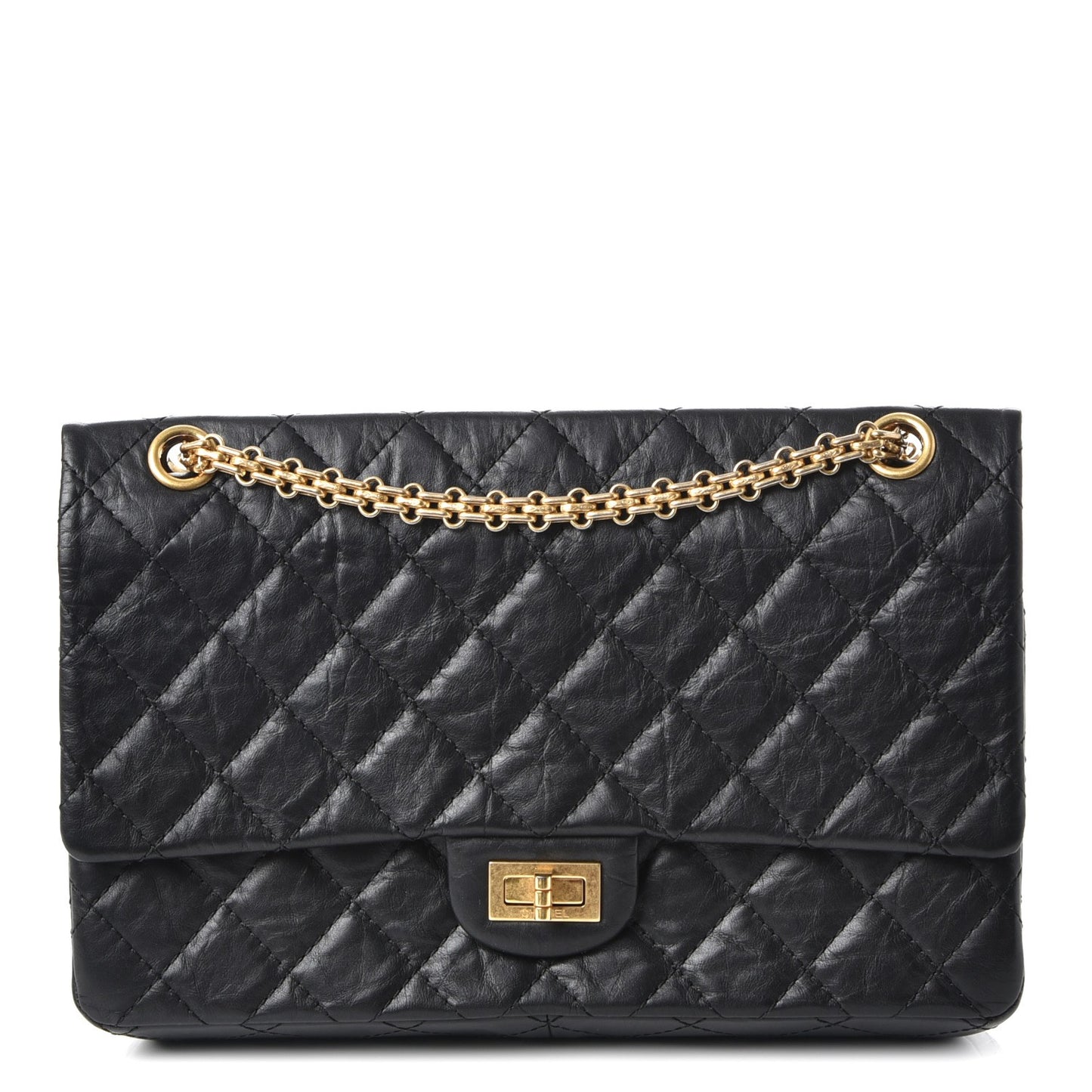 Aged Calfskin Quilted 2.55 Reissue 226 Flap Black
