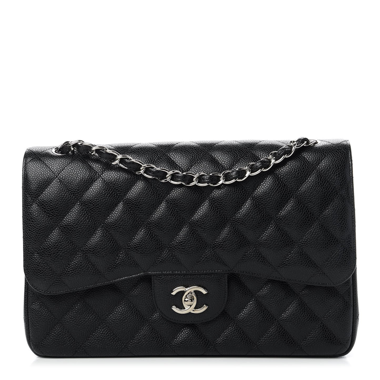 Caviar Quilted Jumbo Double Flap Black