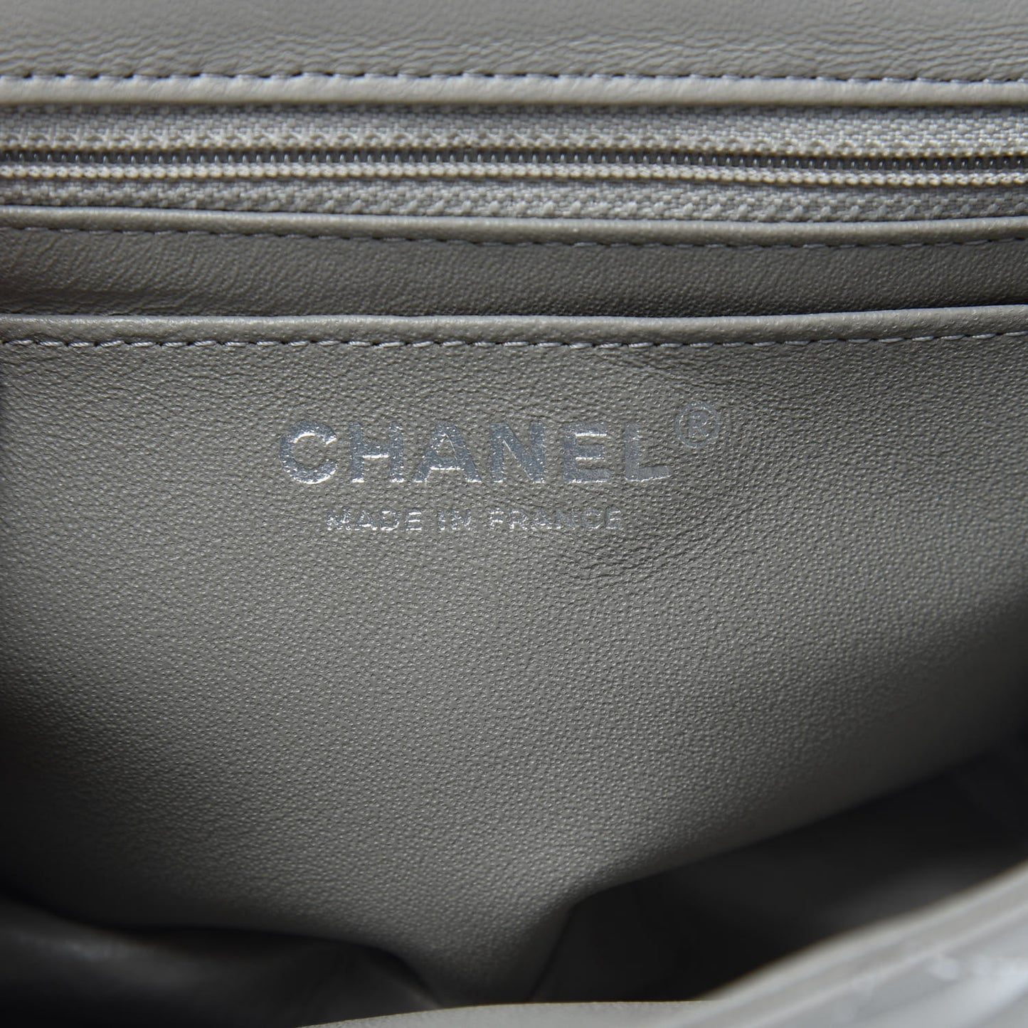 Lambskin Quilted Mini Square Flap Light Grey