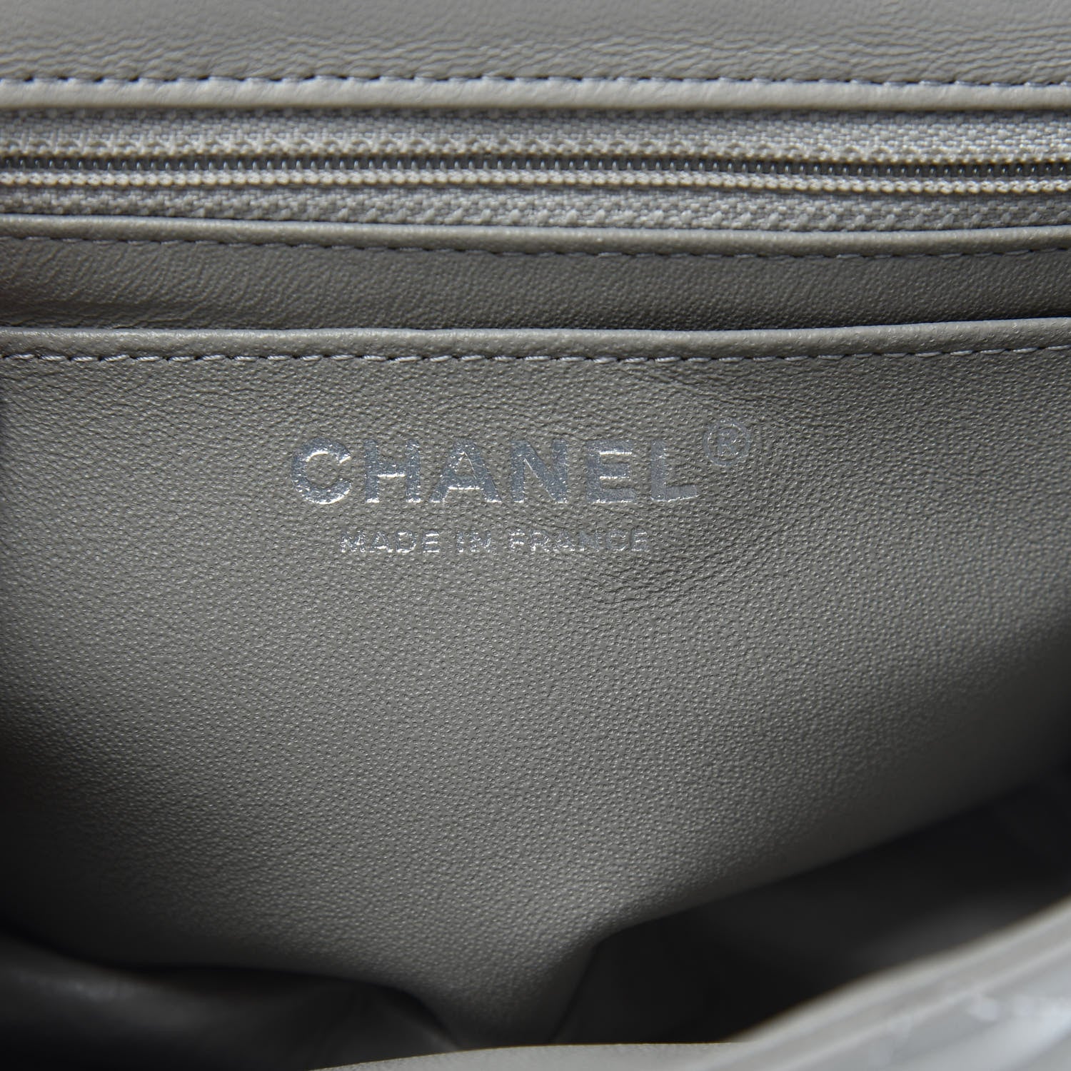 Chanel Lambskin Quilted Mini Square Flap Light Grey 6 of 10