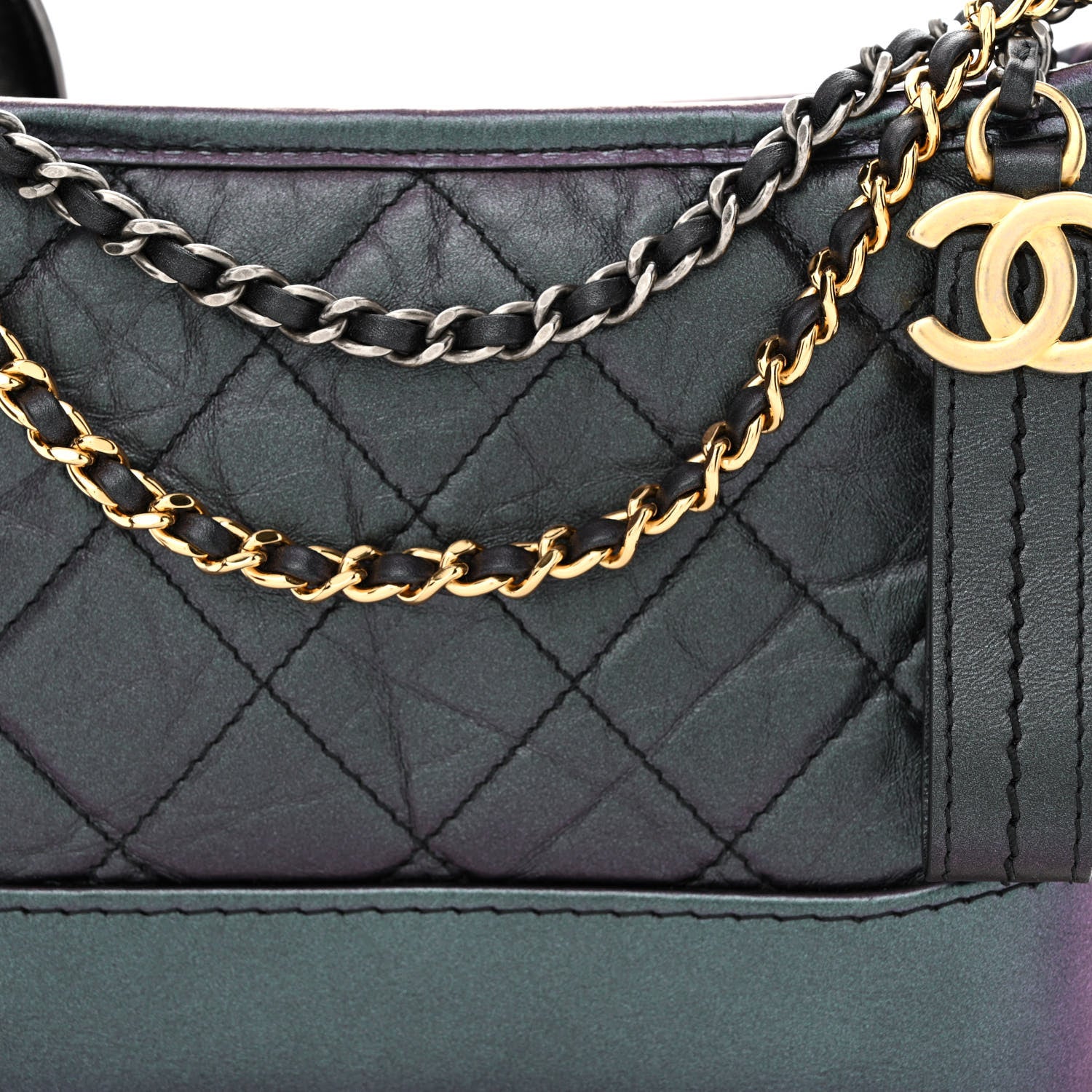 Chanel Iridescent Aged Calfskin Quilted Small Gabrielle Hobo Black 8 of 11