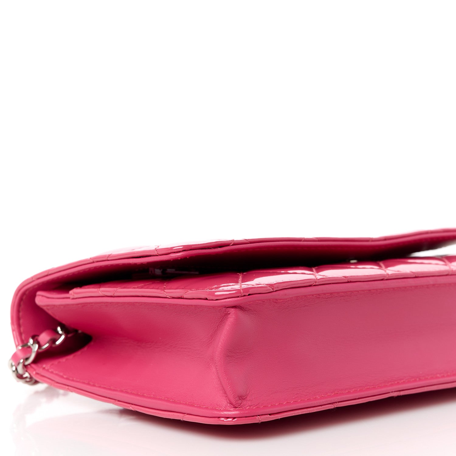 Chanel Patent Calfskin Quilted Wallet On Chain WOC Pink 10 of 12