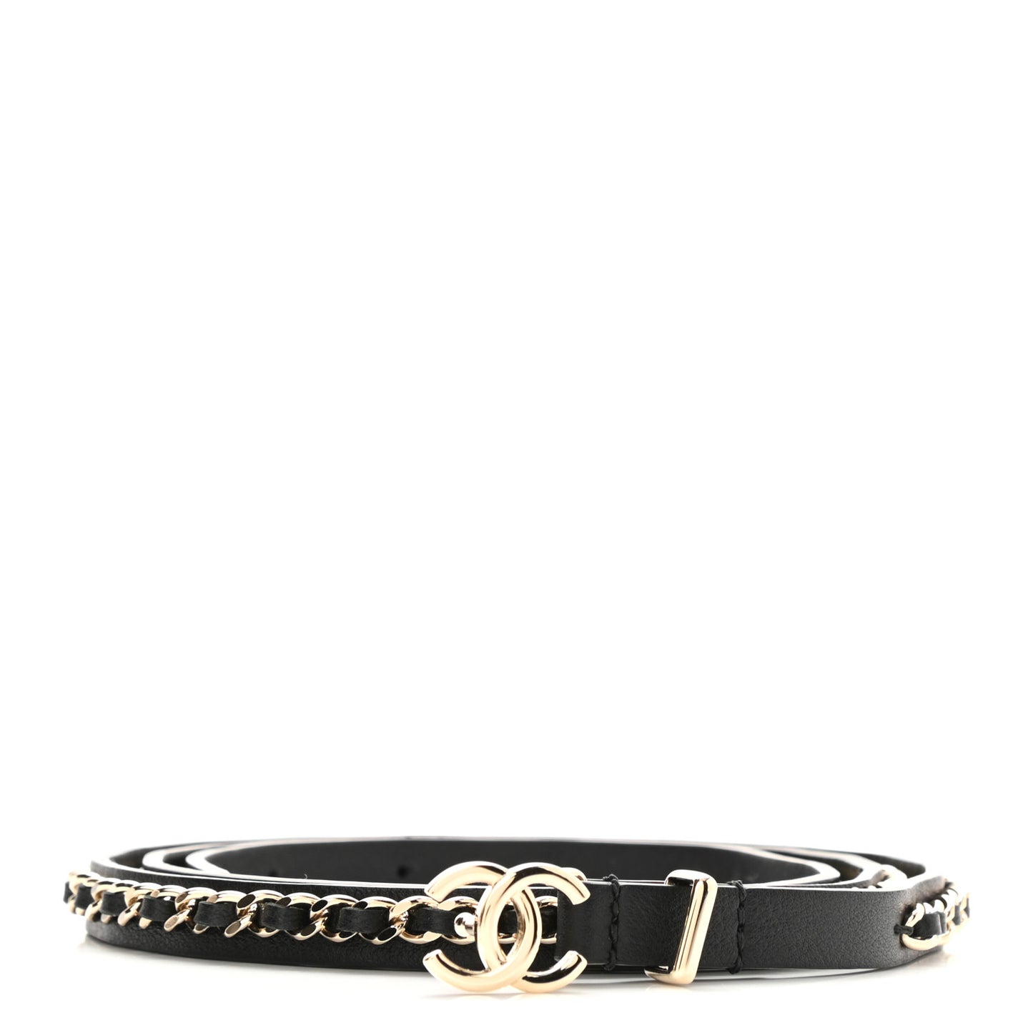 Calfskin Metal CC Chain Belt 90 36 Black