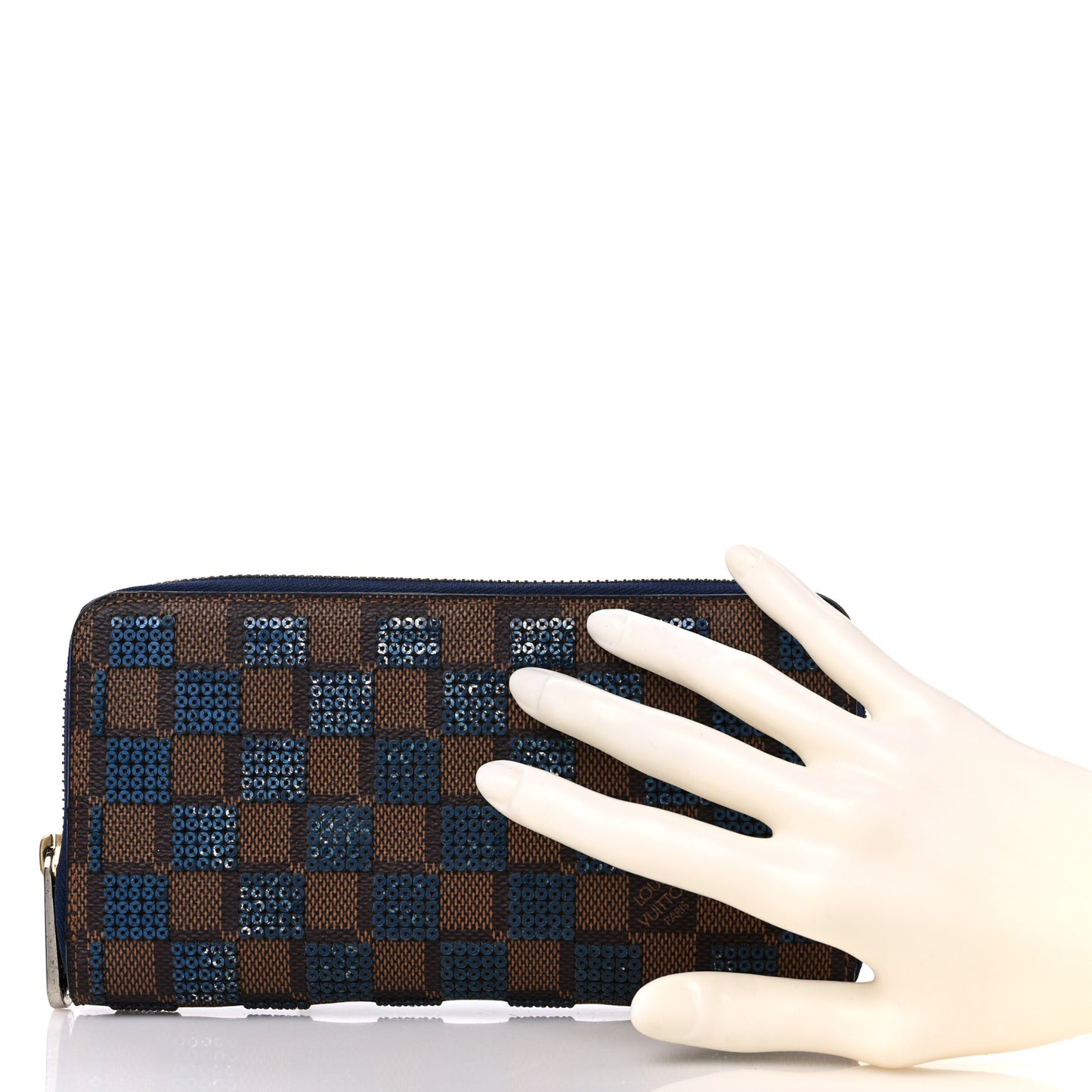Damier Paillettes Zippy Wallet Blue