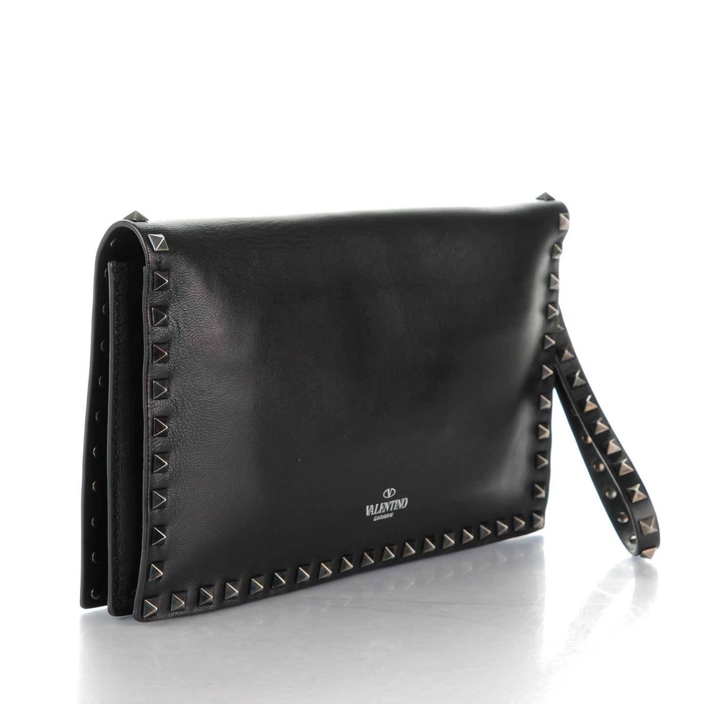 Nappa Rockstud Wristlet Clutch Black