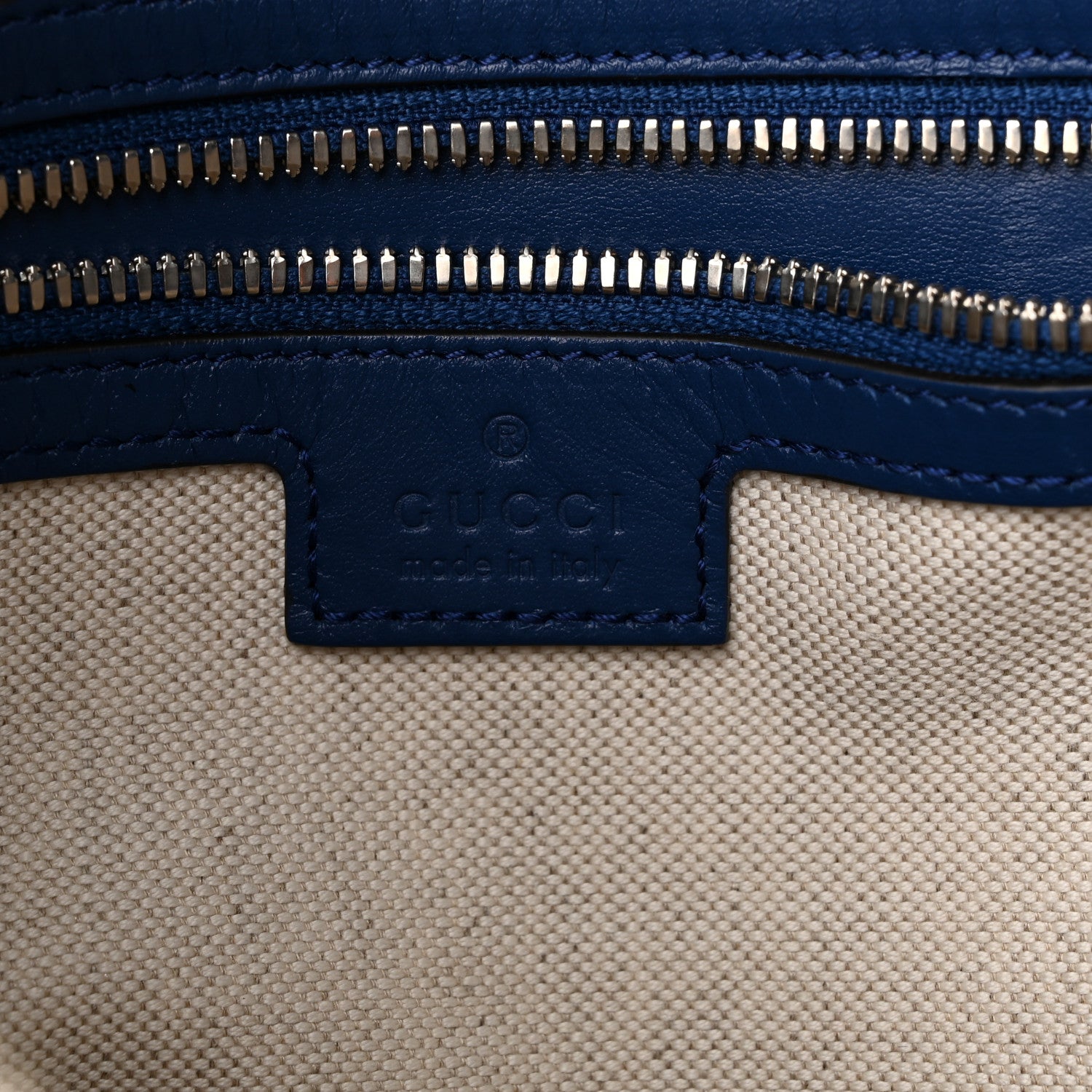 Gucci Calfskin GG Tennis Embossed Medium Wristlet Messenger Bag Intense Metal Blue 6 of 10